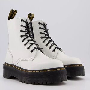 Dr. Martens Jadon Platform White Leather Combat Boots ⛓️